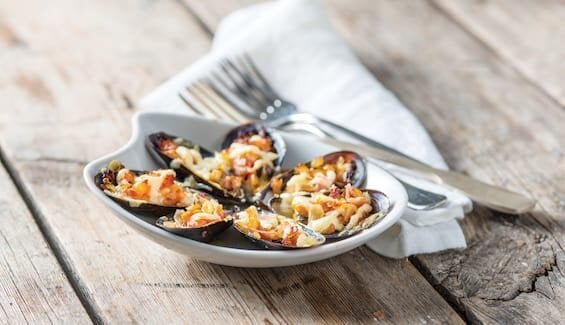 Gratinerte blåskjell