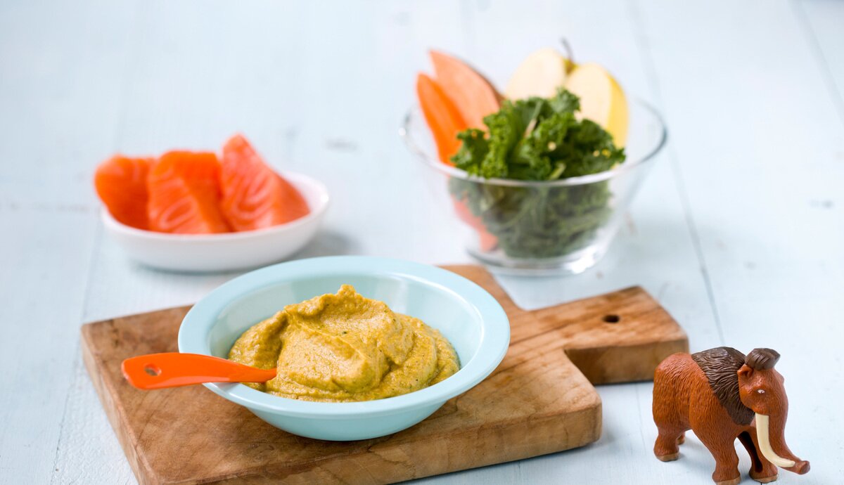 Barnas fiskegryte med laks og grønnkål