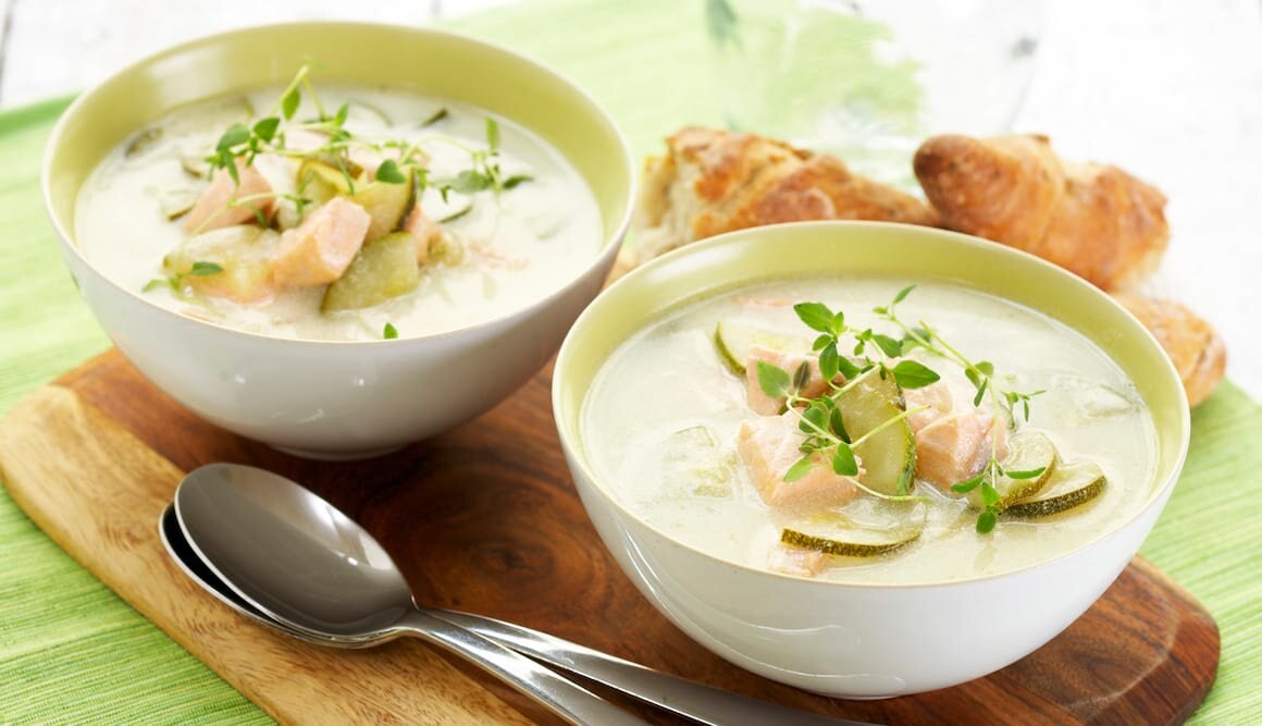 Squashsuppe med laks