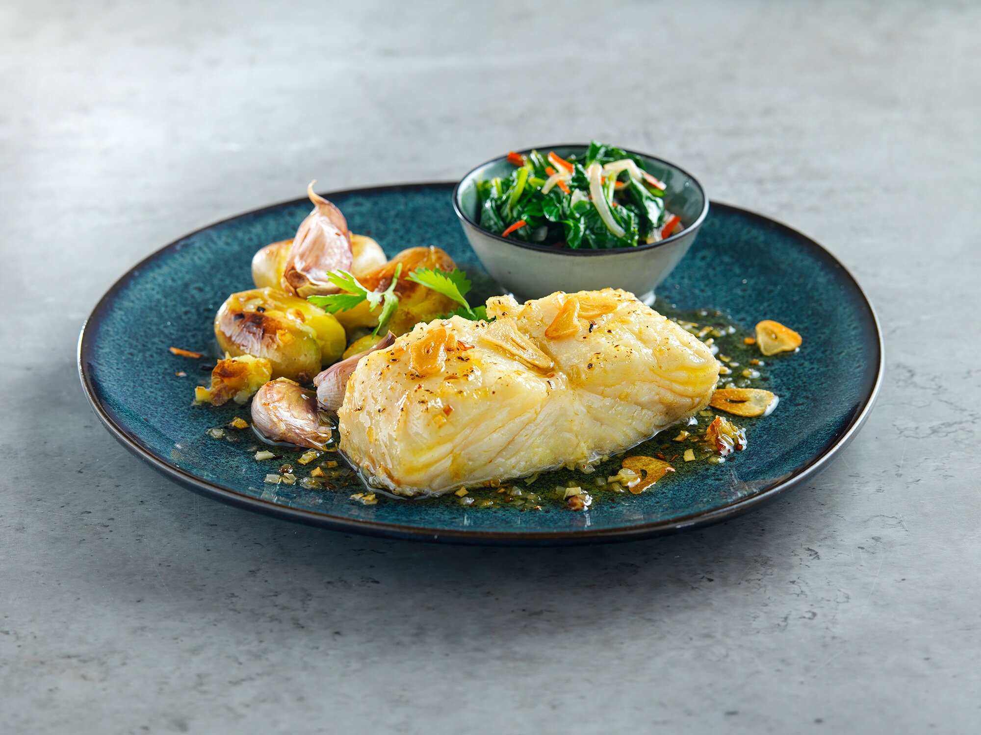 Bacalhau à Lagareiro med knuste poteter