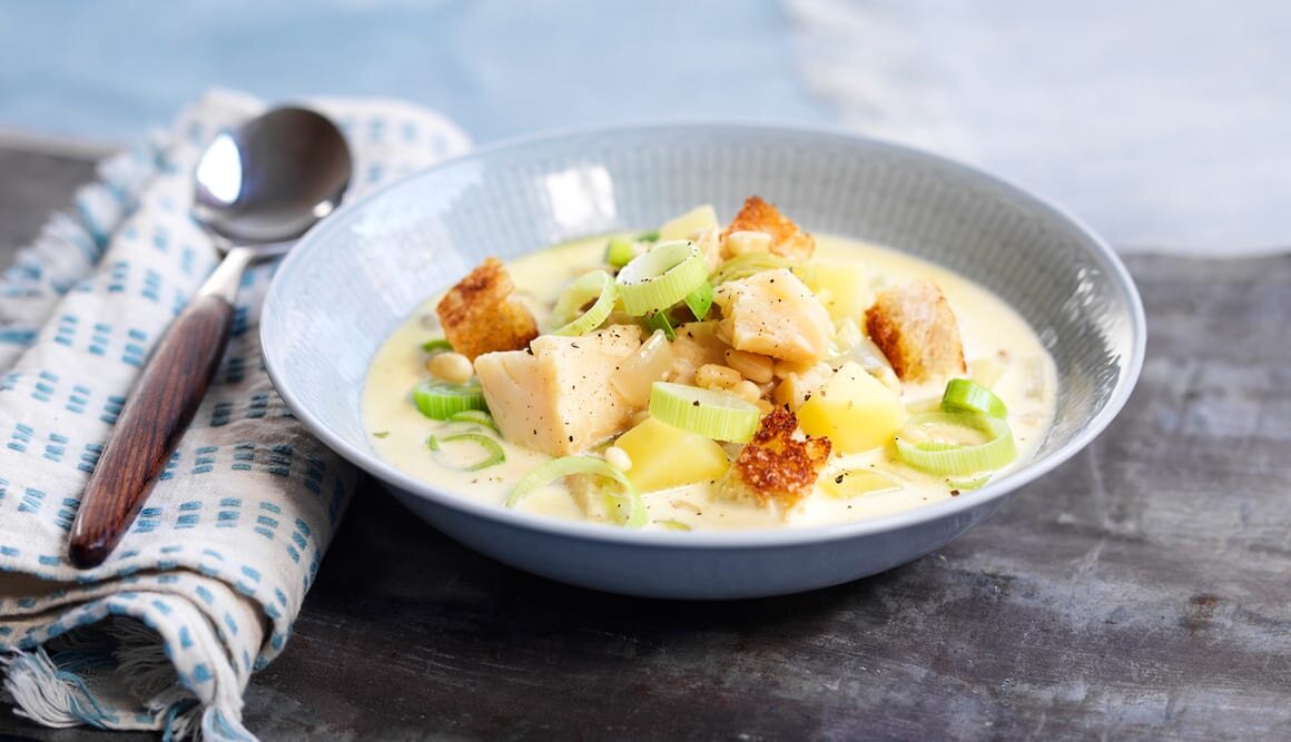 Kremet klippfisksuppe