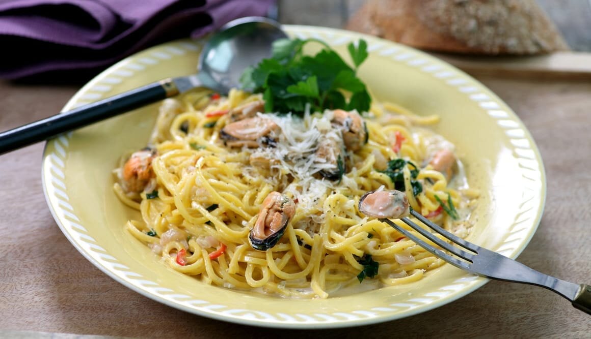 Spaghetti med blåskjell