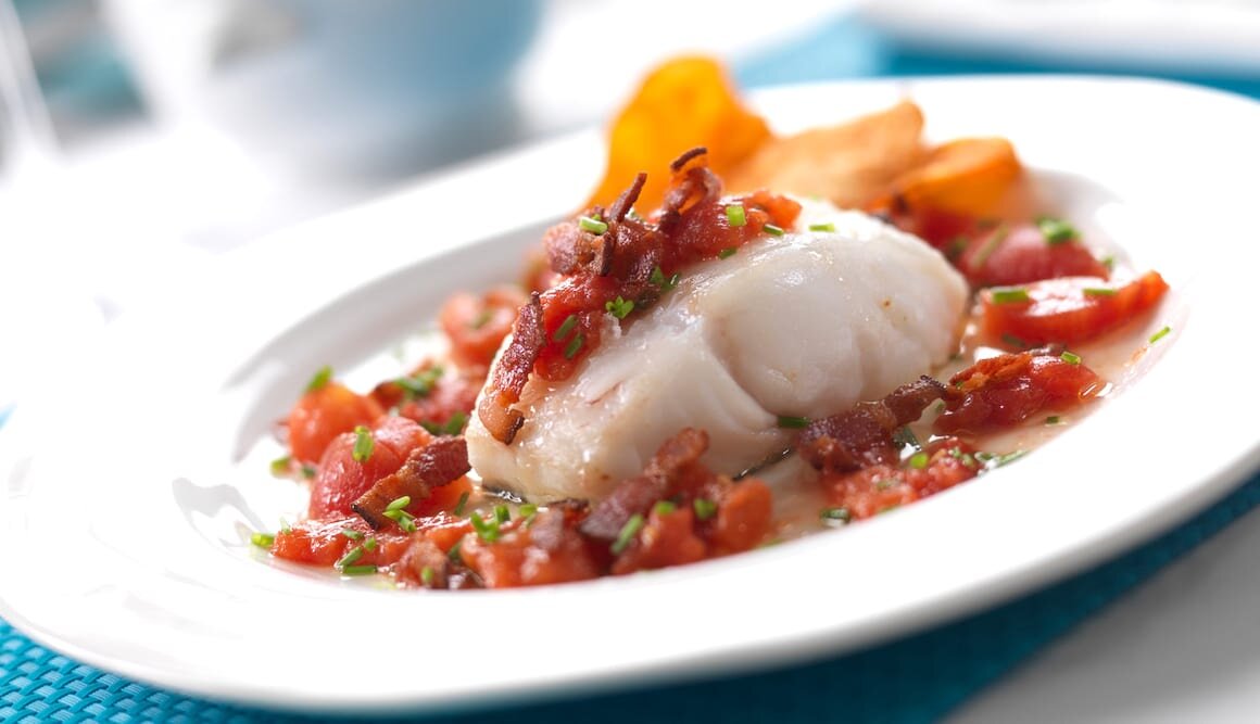 Stekt torsk med bacon