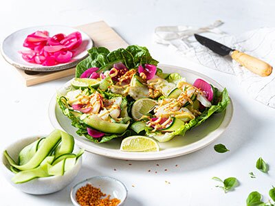 Tørrfisktaco i hjertesalat