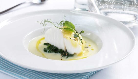 Torsk i mandelpotetsuppe