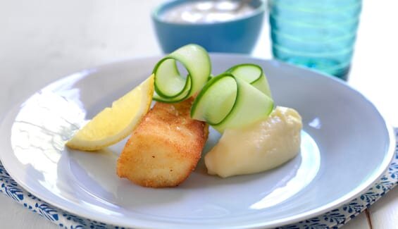 Panert torsk med potetmos