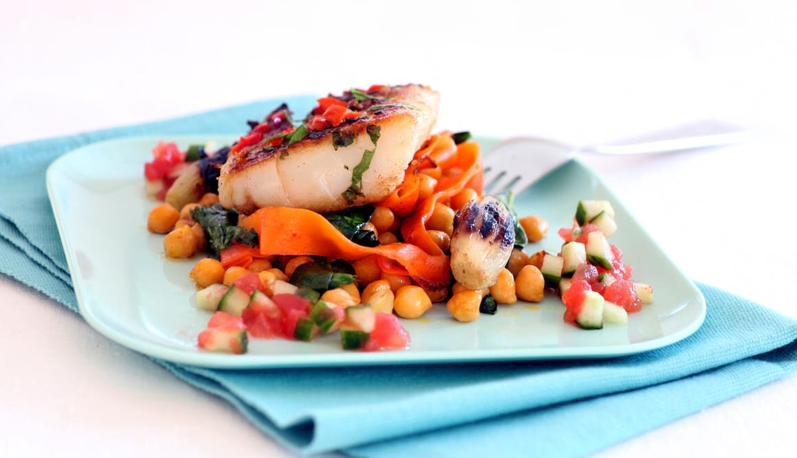 Koriander- og chilimarinert klippfisk