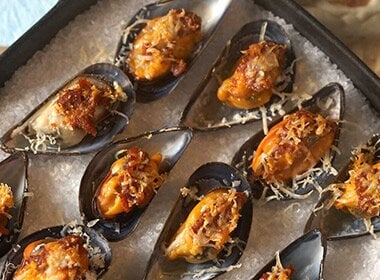 Gratinerte blåskjell à la Provençale