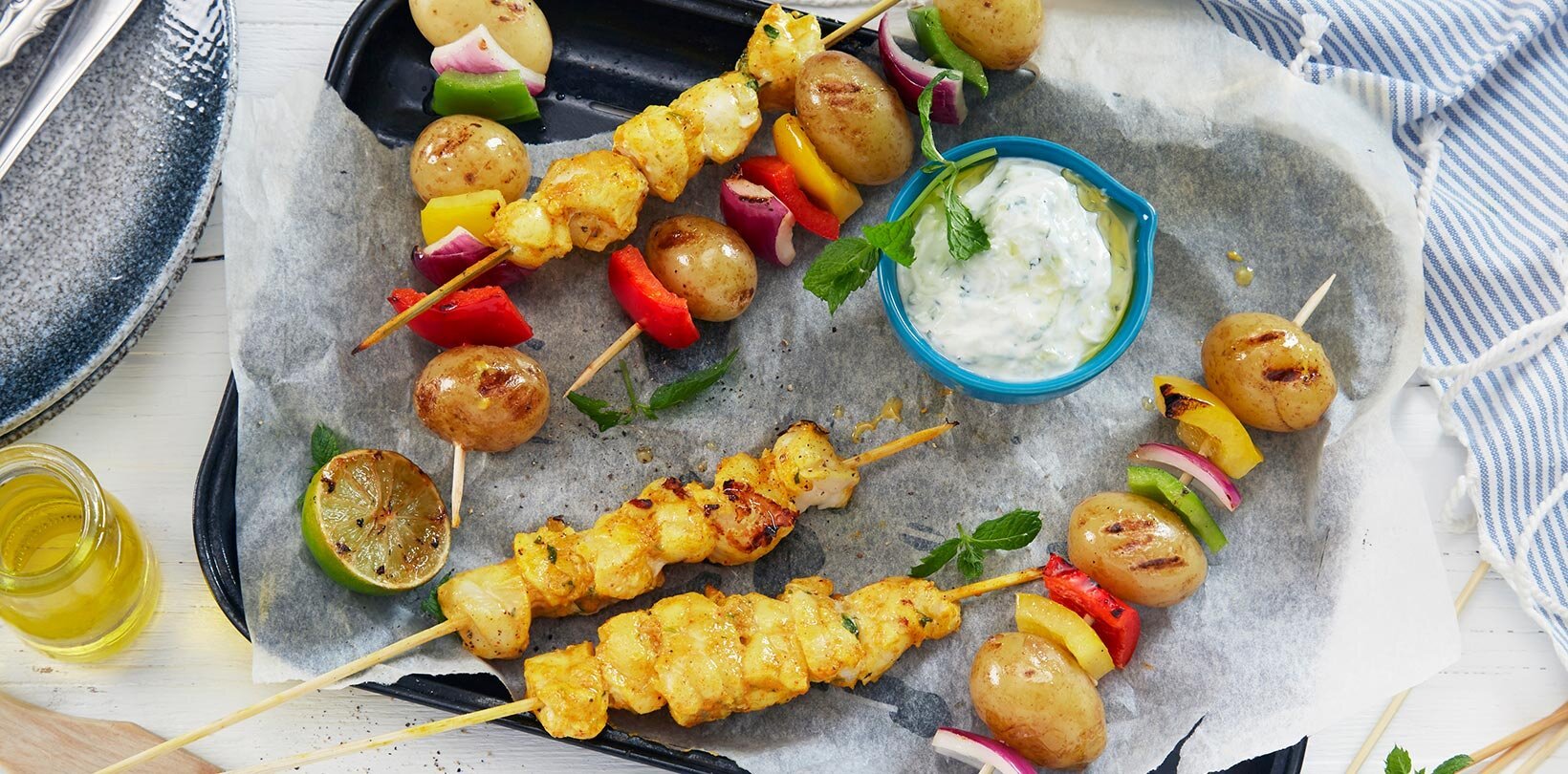 Spyd med breiflabb og grønnsaker