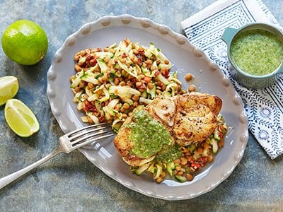 Breiflabb med linser og persillepesto