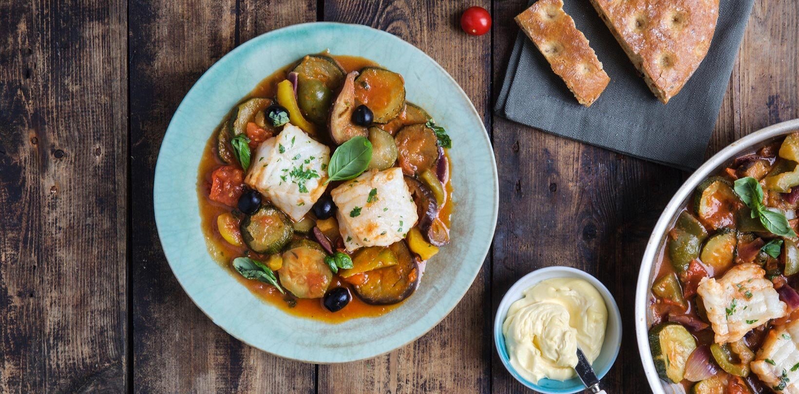 Brosme i middelhavsgryte