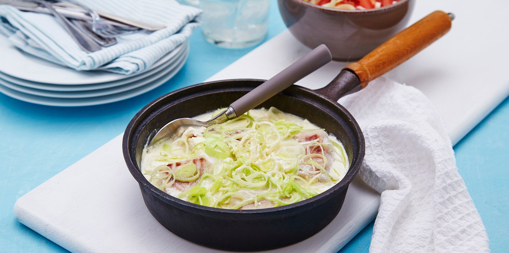 Lyr med purre i kremet saus