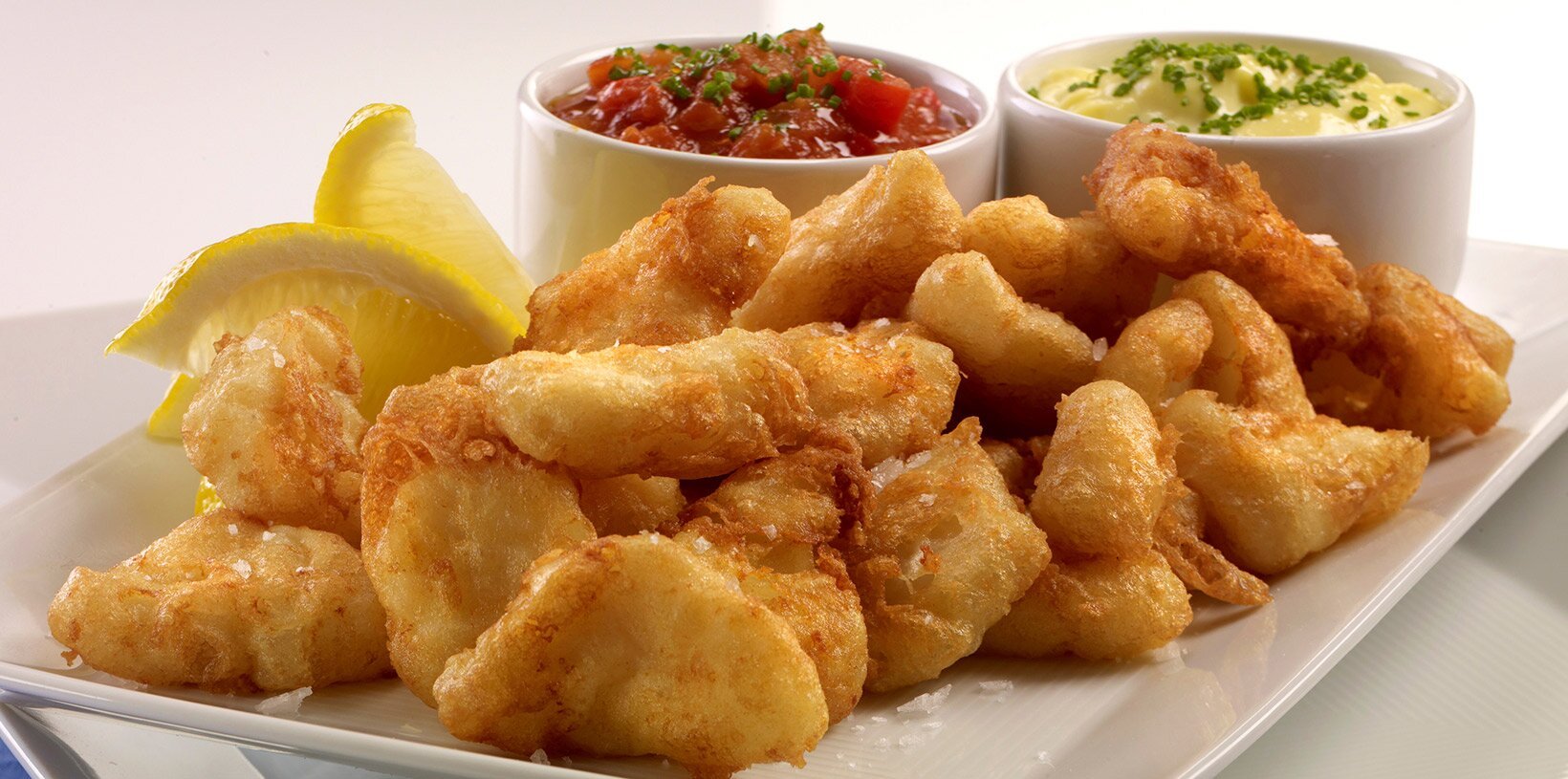 Fritert klippfisk med dipp