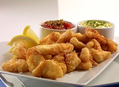 Fritert klippfisk med dipp