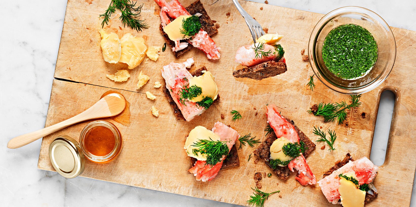 Snitter med kongekrabbe