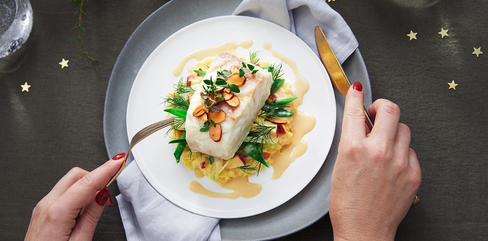 Kveite med godt tilbehør til jul