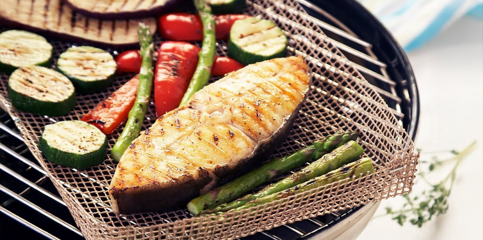 Kveite med grillede grønnsaker