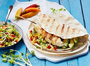 Grillet kveite i tortilla