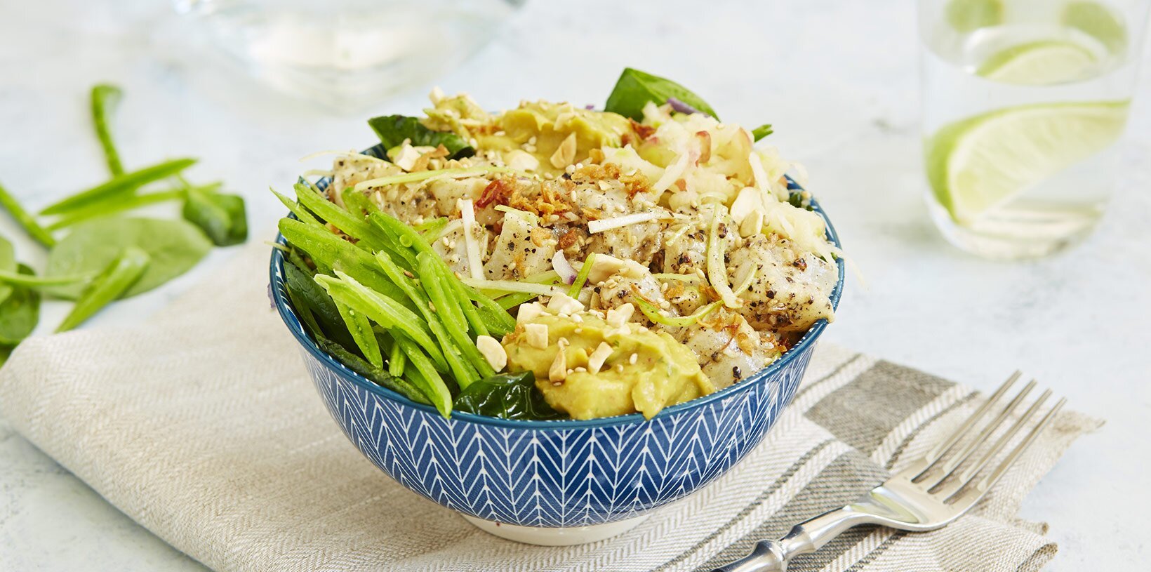 Poke med peppermarinert kveite