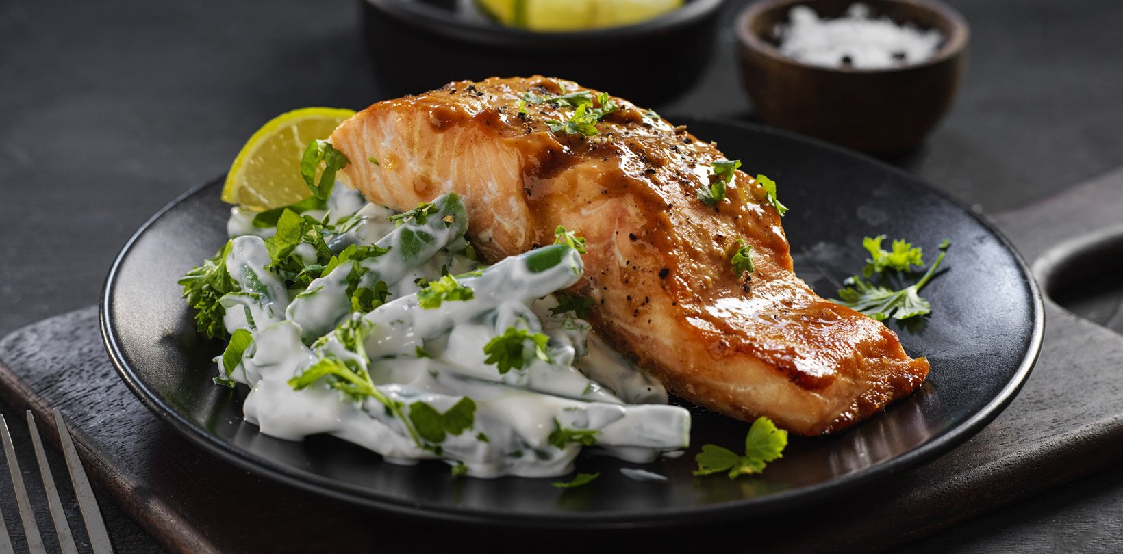 Honning-og dijonmarinert laks