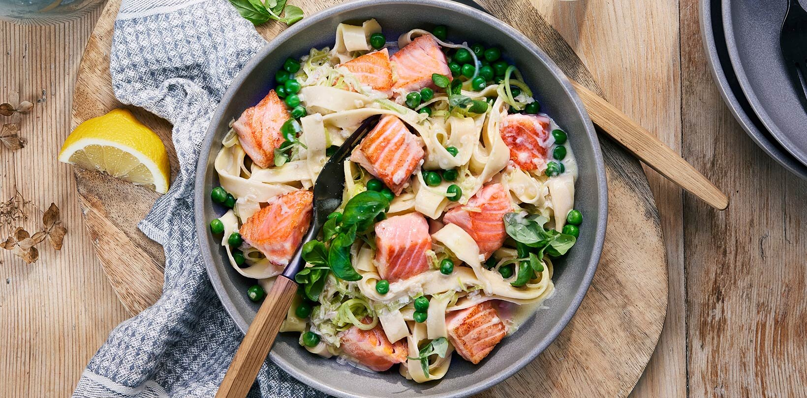 Creamy tagliatelle med laks