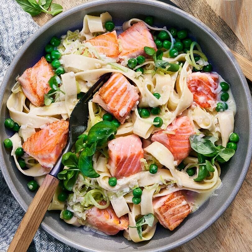 Kremet tagliatelle med laks