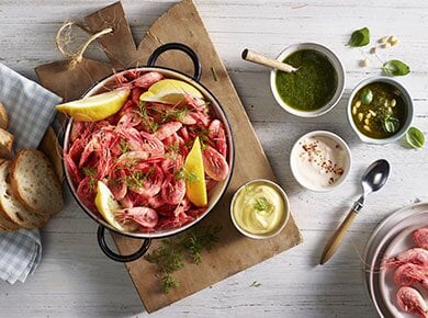 Reker med smakfulle sauser