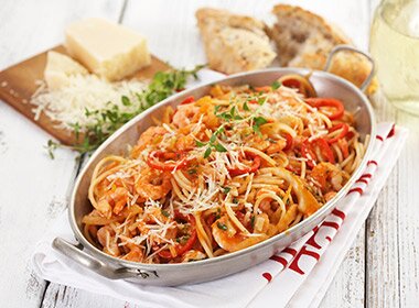 Spaghetti med reker og fennikel