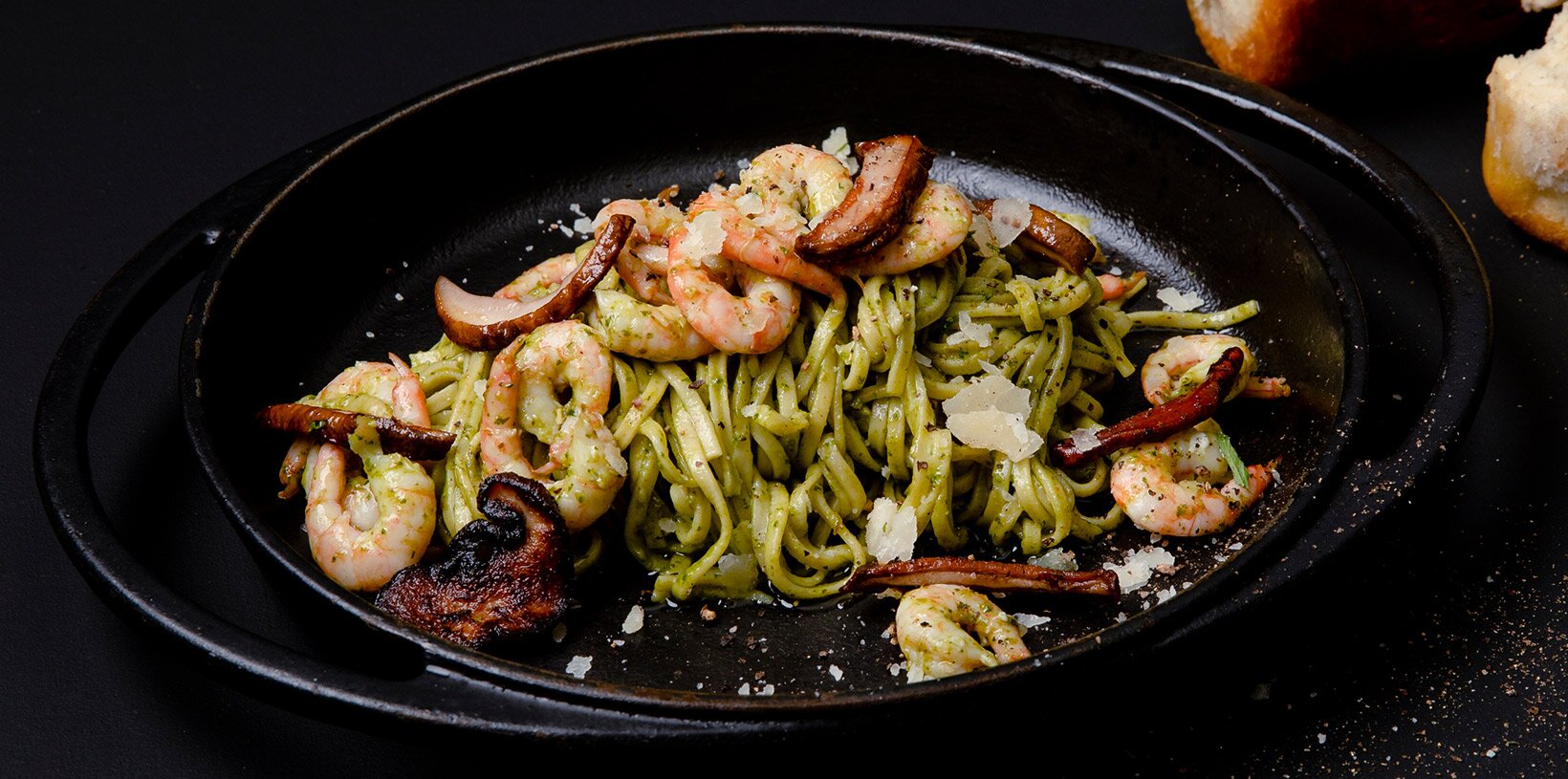 Pasta pesto med reker