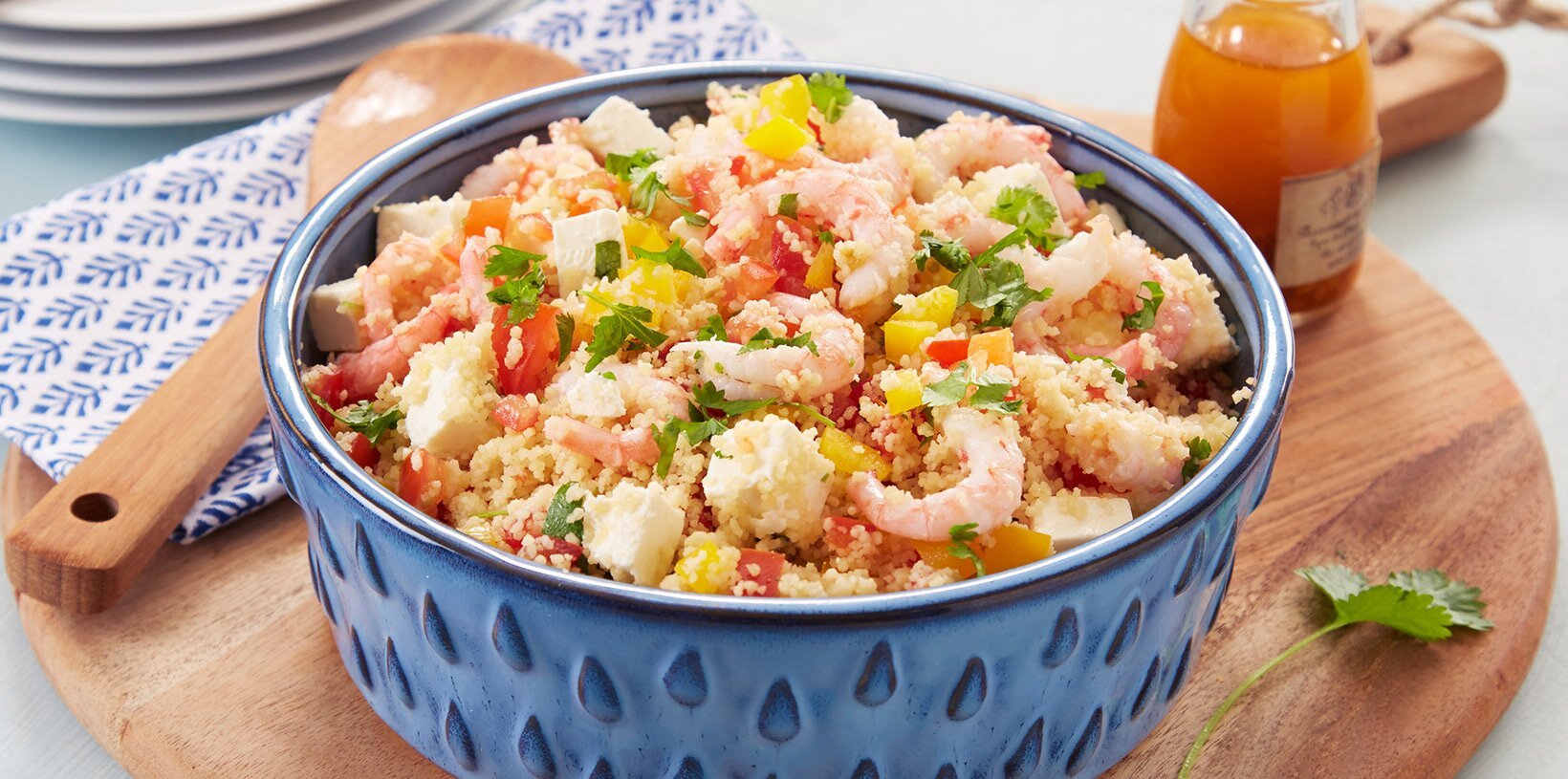 Couscoussalat med reker og fetaost