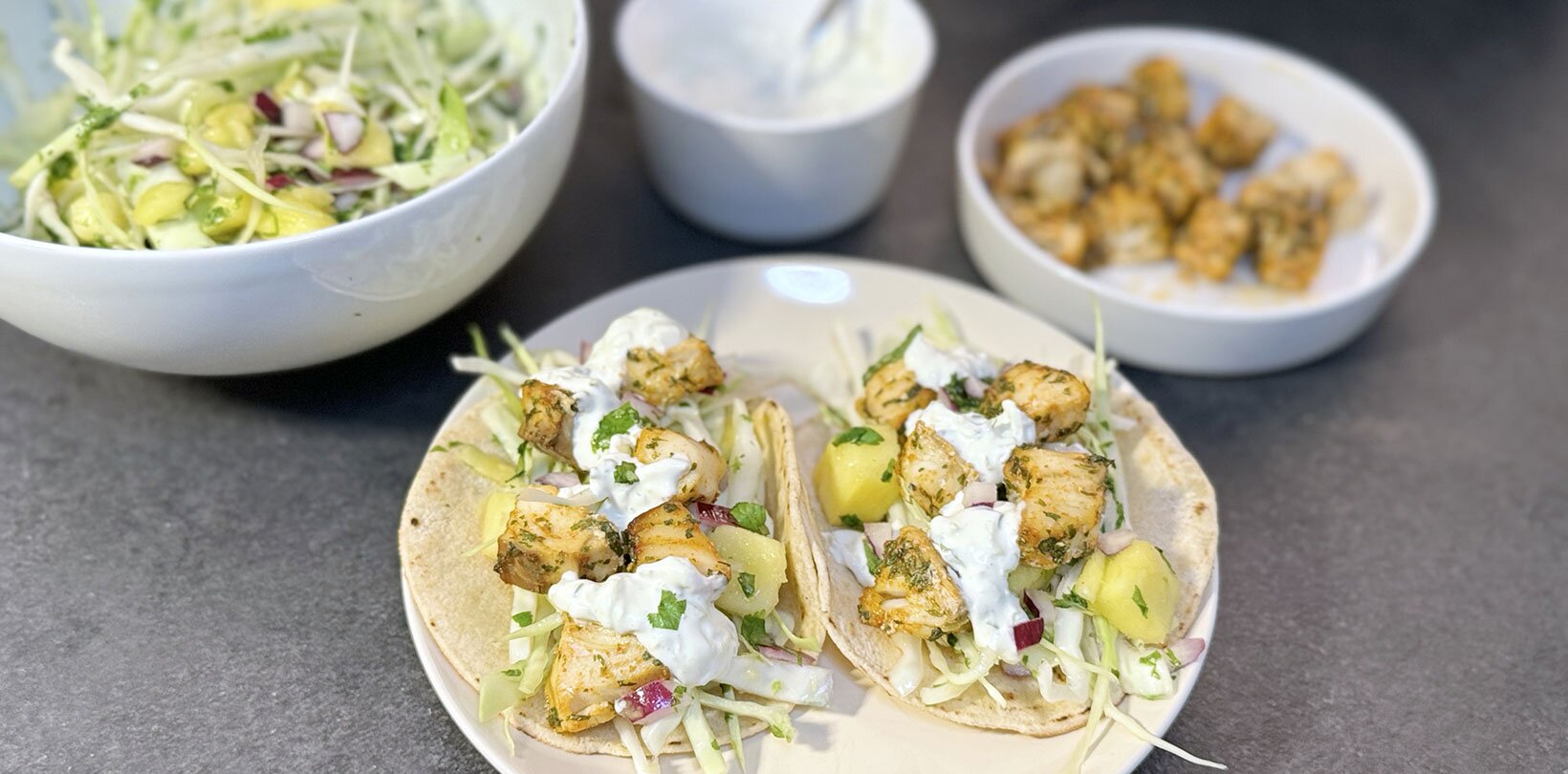 Fisketaco med sei og tzatziki