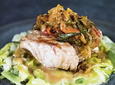 Seifilet med baskisk paprika