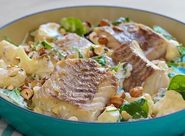 Stekt sei og grønnsaker