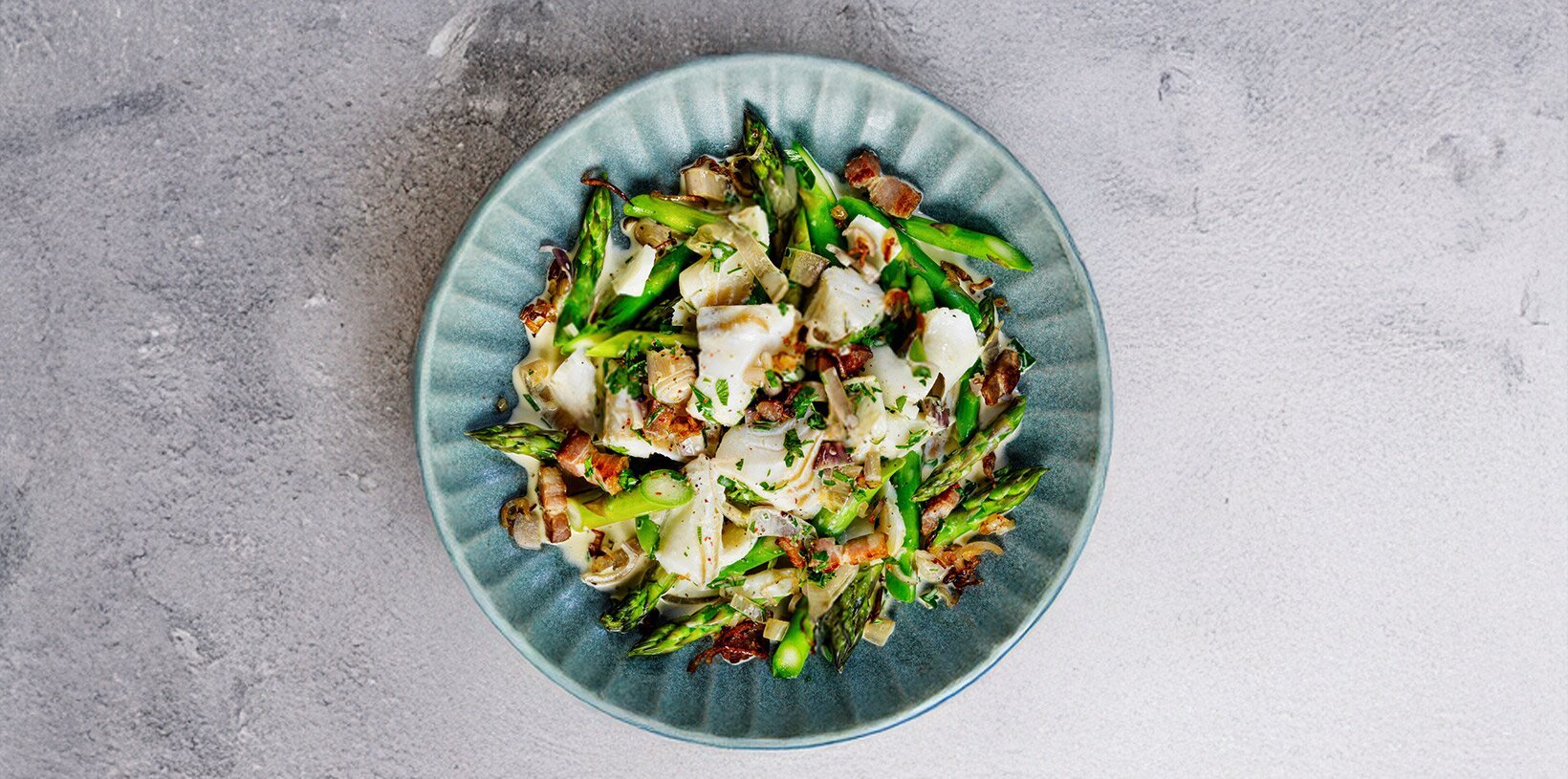 Tørrfisk med asparges og pancetta