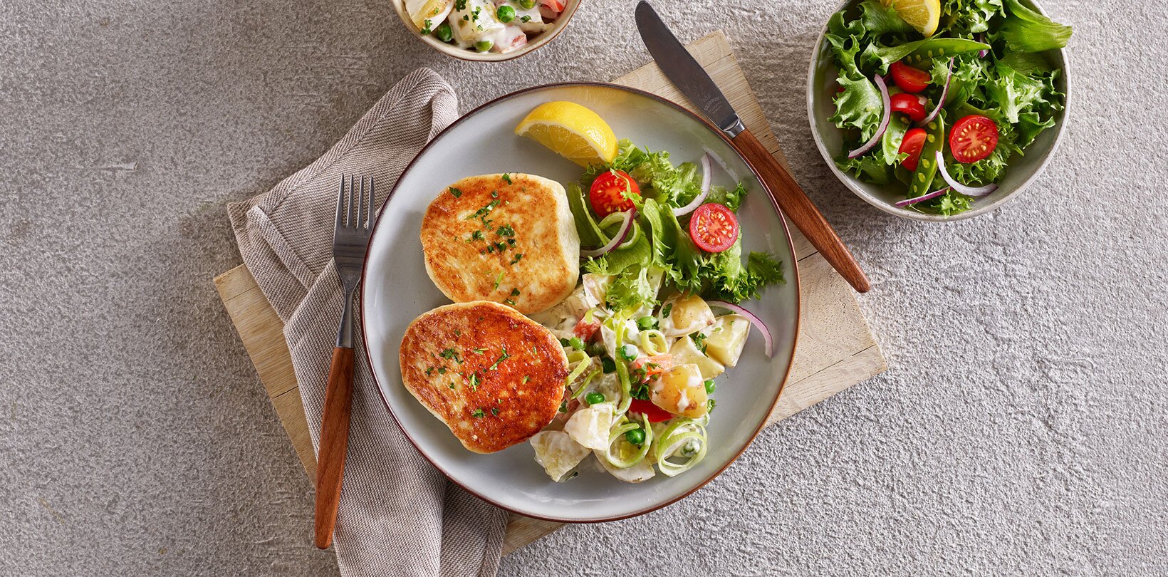 Fiskekaker med potetsalat