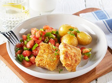 Torsk med tomat og paprika