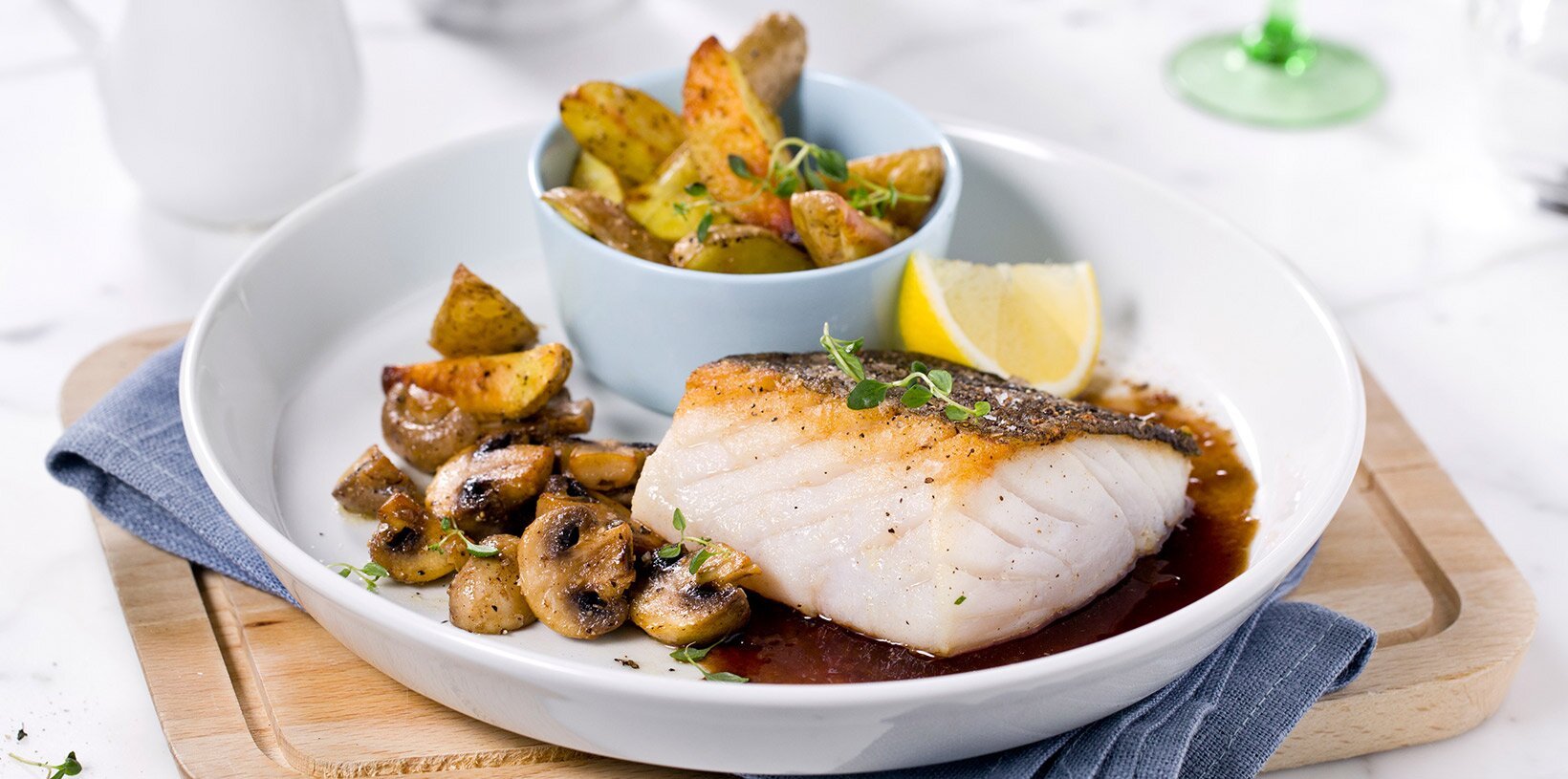 Stekt skrei med rødvinssaus