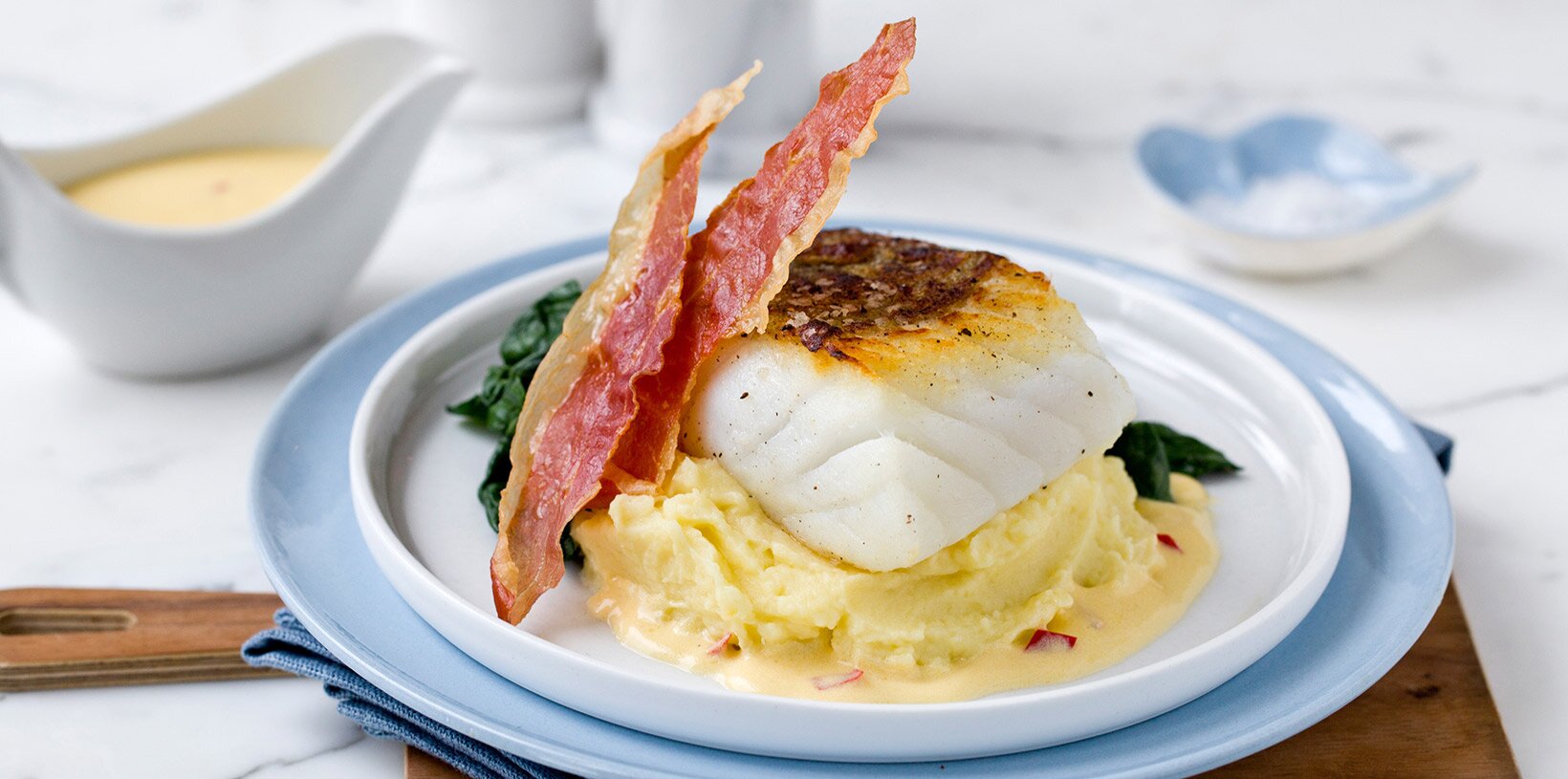 Skrei med spinat og appelsinsaus