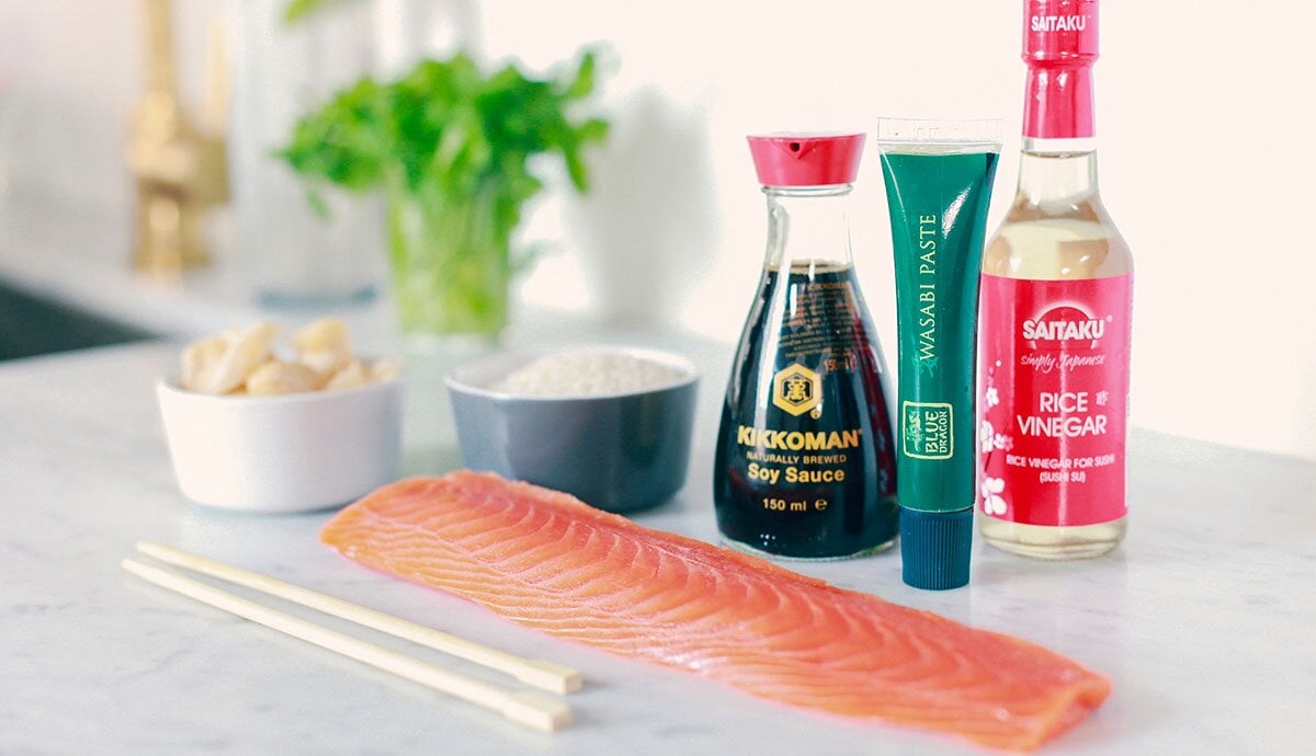 Ingredienser til sushi