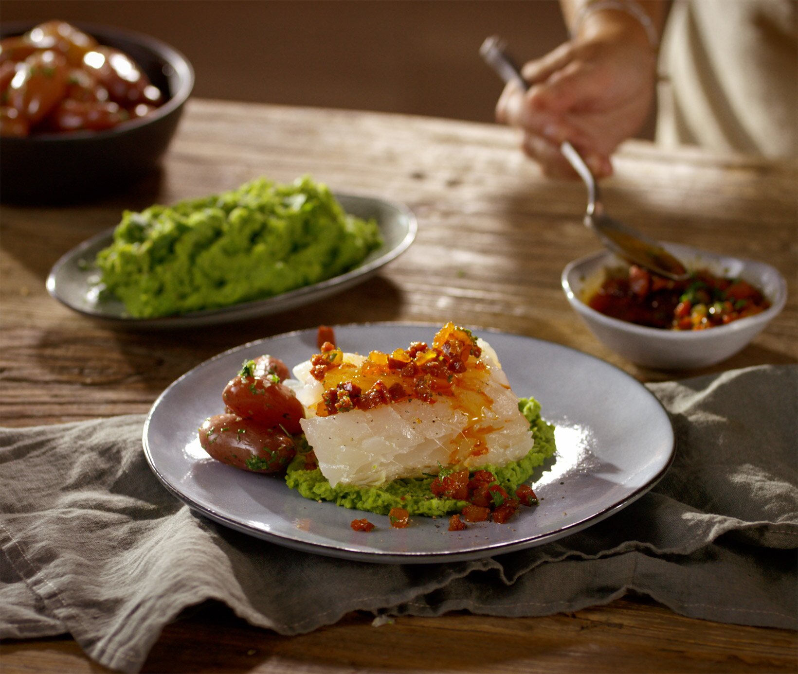 Lutefisk med chorizosmør